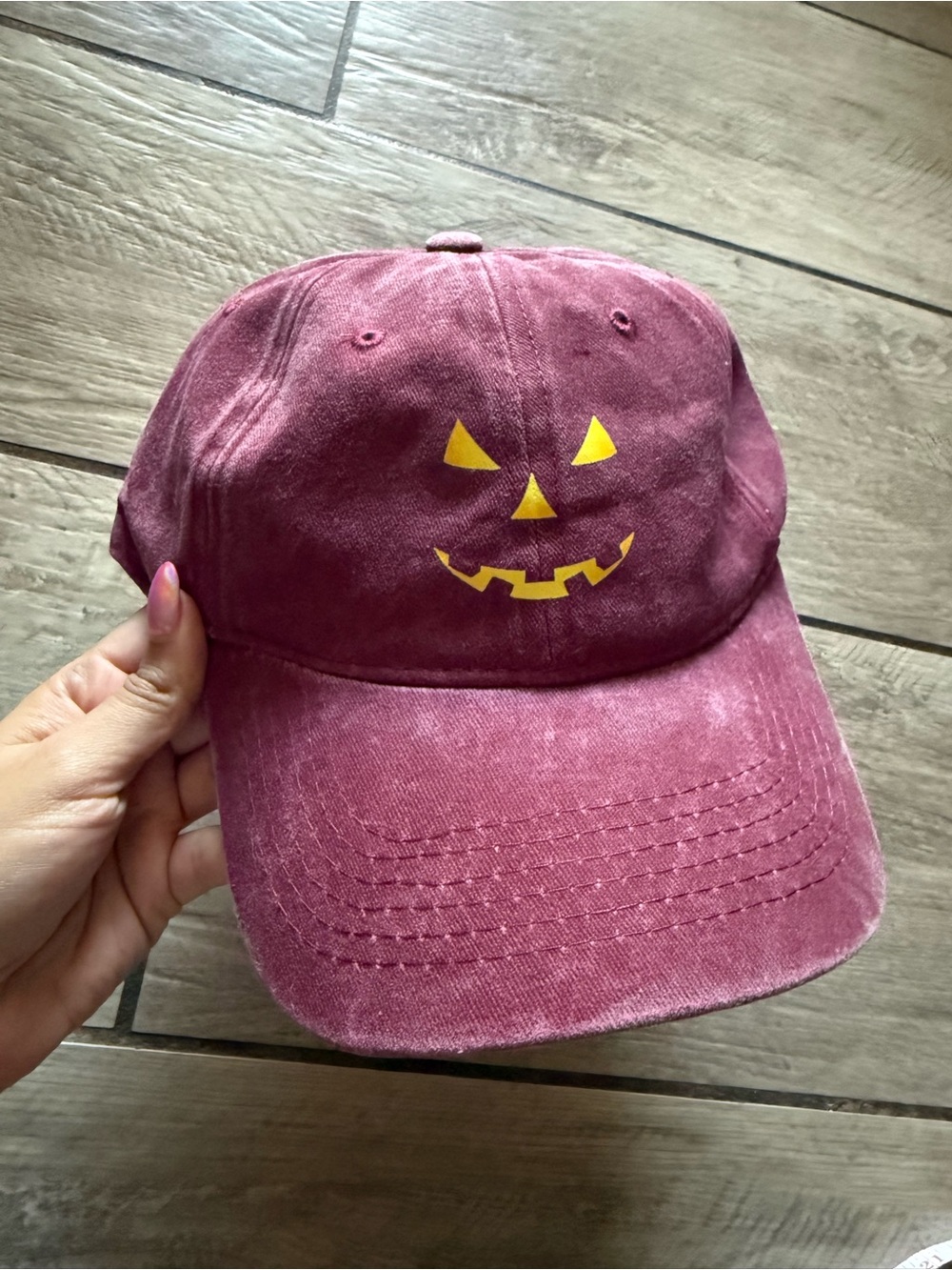 Pumpkin Face Maroon Baseball Cap